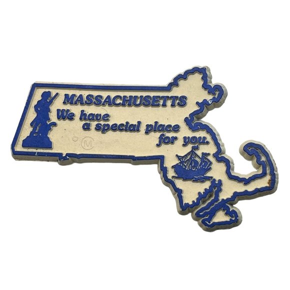 Massachusetts State Refrigerator Magnet Vintage Travel Souvenir Special Place - Picture 1 of 6